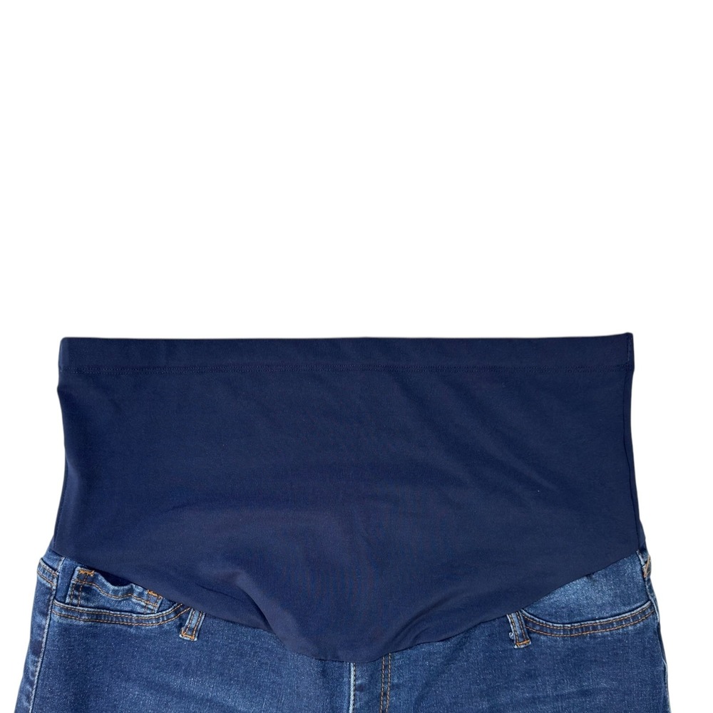 Shein Maternity Skinny Jeans 12 XL Blue Over Belly Raw Hem Prenatal Dark Wash - Picture 2 of 8